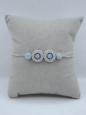 Pulsera De Ojos Turcos Ajustable Con Circones Mujer