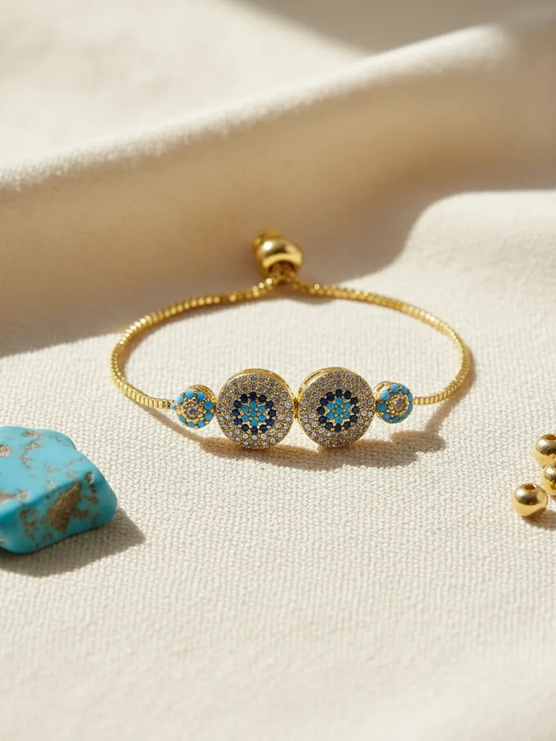 Pulsera De Ojos Turcos Ajustable Con Circones Mujer 5