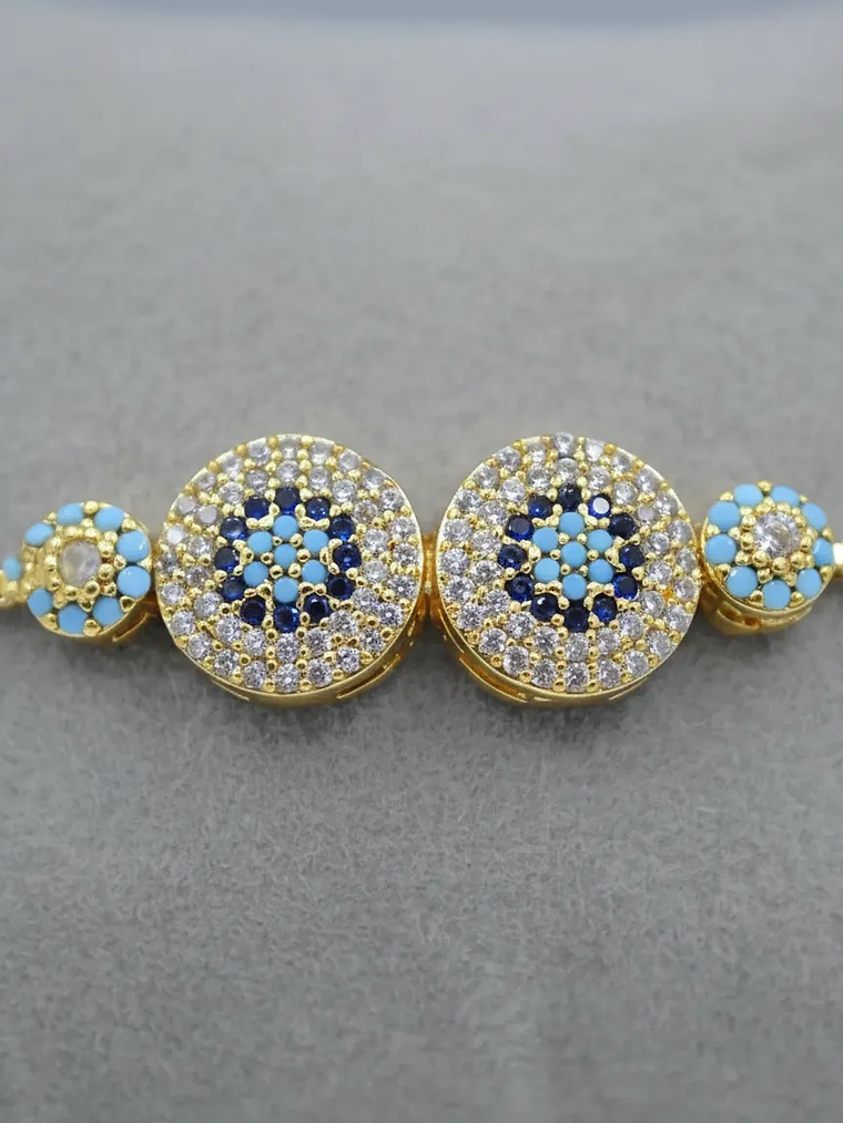 Pulsera De Ojos Turcos Ajustable Con Circones Mujer 7