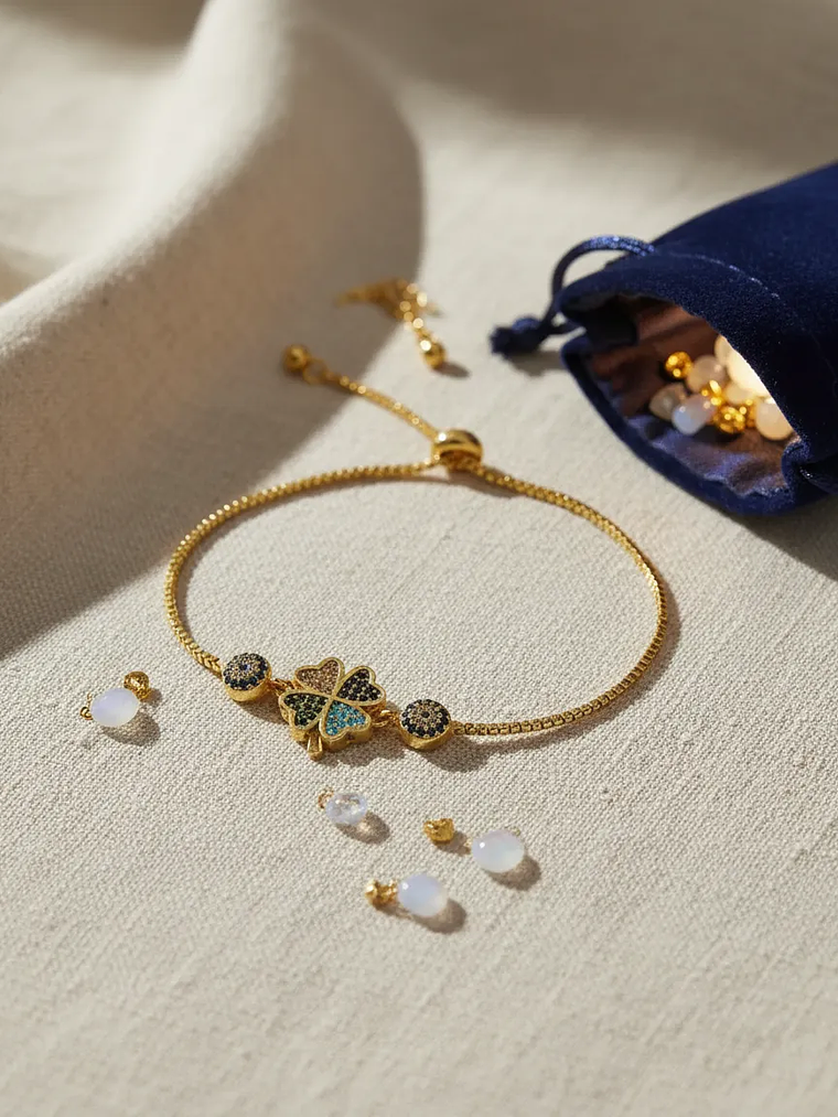 Pulsera De Trébol De La Suerte Con Circones Colores 1