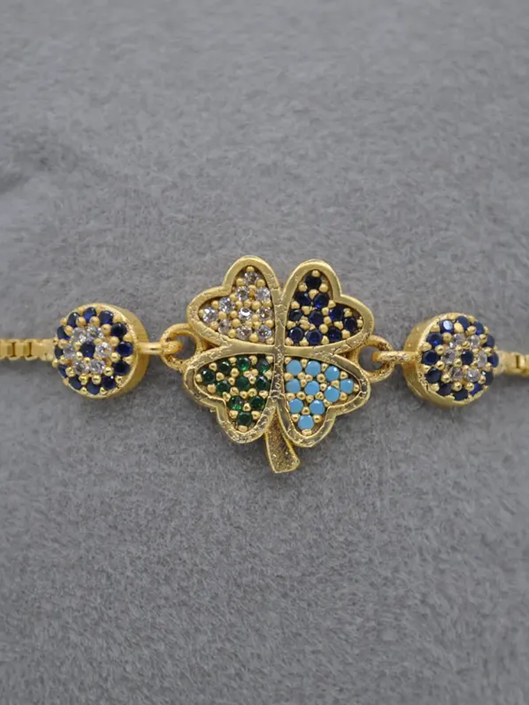 Pulsera De Trébol De La Suerte Con Circones Colores 3