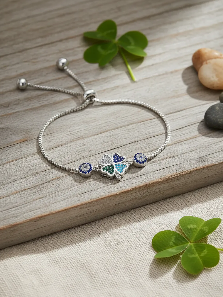 Pulsera De Trébol De La Suerte Con Circones Colores 5