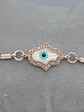 Pulsera En Acero Bañado En Rodio Con Mano Y Ojo Turco - Miniatura 11
