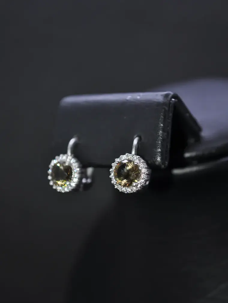 Aretes Redondos Pequeños Con Piedra Sultanita Y Circones 3