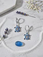 Aretes Candongas Dije Tortuga Ojo Turco Circones Azules - thumbnail 4