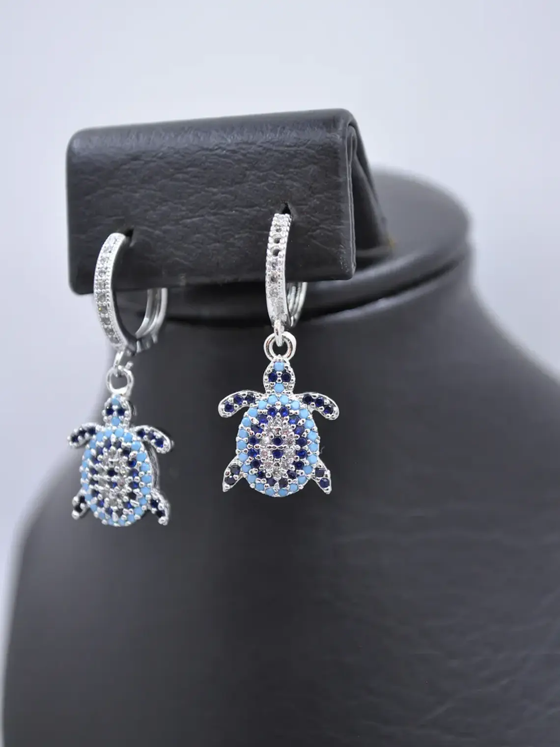 Aretes Candongas Dije Tortuga Ojo Turco Circones Azules 6