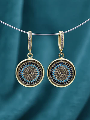 Aretes De Argolla Con Diseño De Ojo Turco Grande