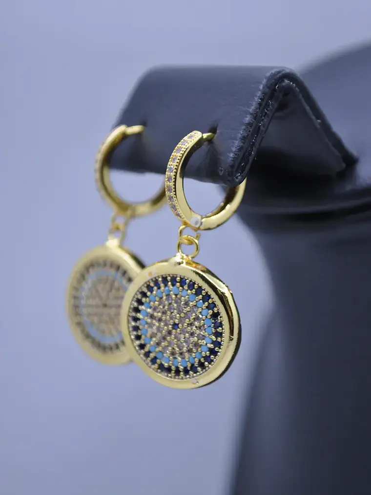 Aretes De Argolla Con Diseño De Ojo Turco Grande 3