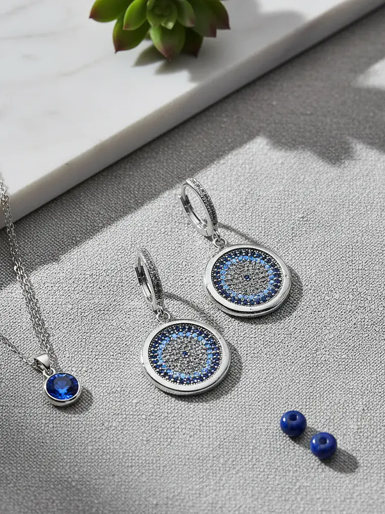 Aretes De Argolla Con Diseño De Ojo Turco Grande 4