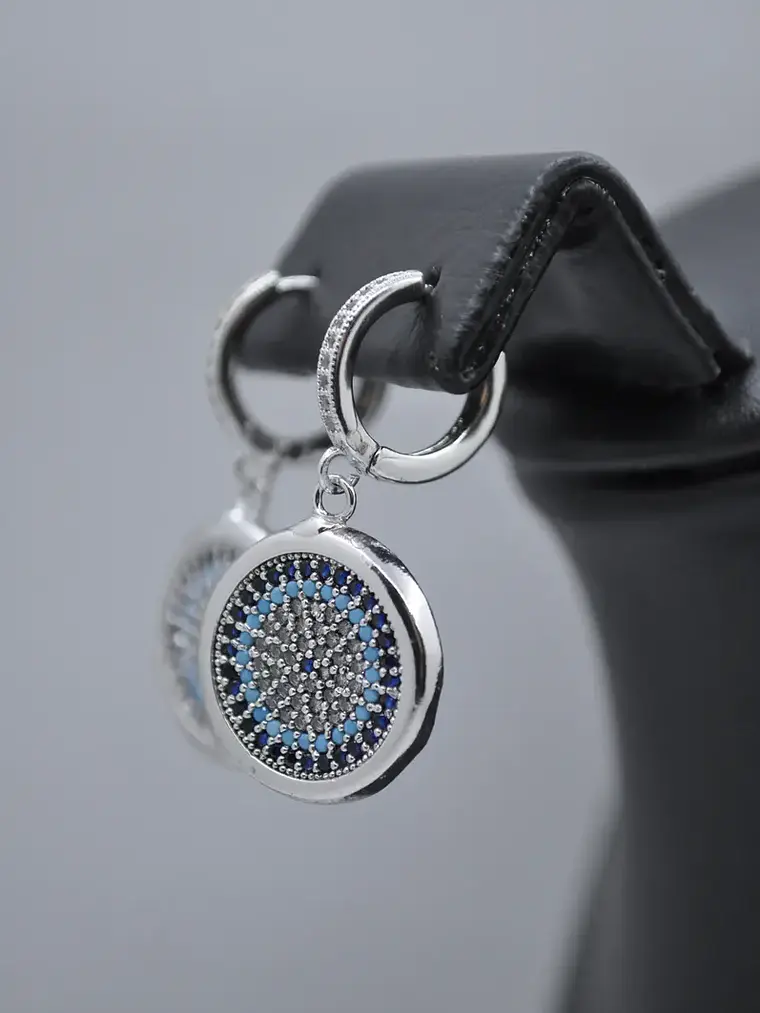 Aretes De Argolla Con Diseño De Ojo Turco Grande 6