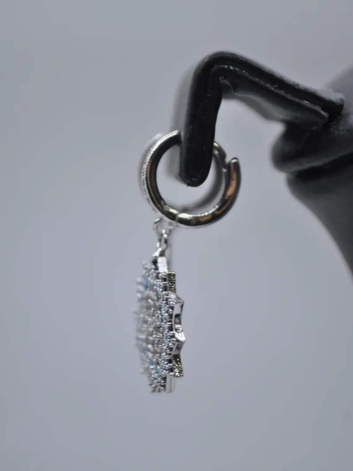 Aretes Colgantes Copo De Nieve Con Circones Azules 3