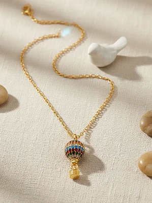 Collar Dije Globo Aerostático Cristales Multicolor