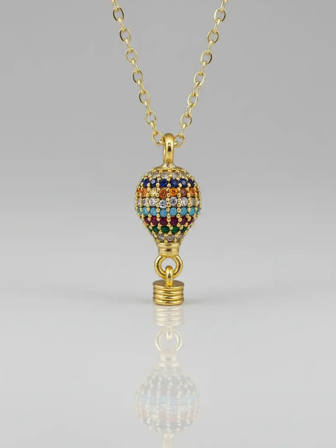 Collar Dije Globo Aerostático Cristales Multicolor 2