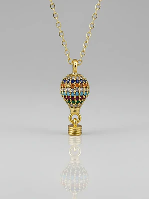 Collar Dije Globo Aerostático Cristales Multicolor