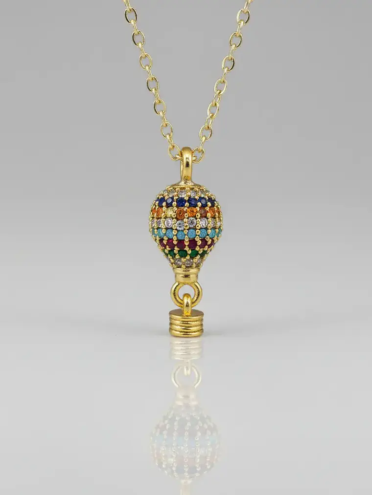 Collar Dije Globo Aerostático Cristales Multicolor 2
