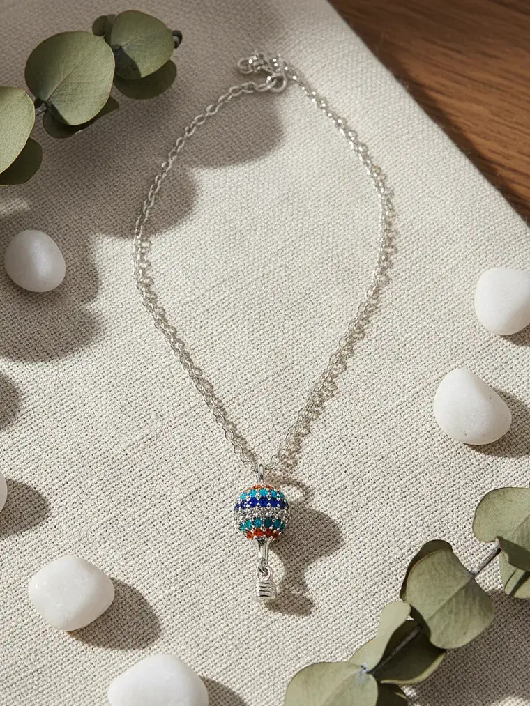 Collar Dije Globo Aerostático Cristales Multicolor 3
