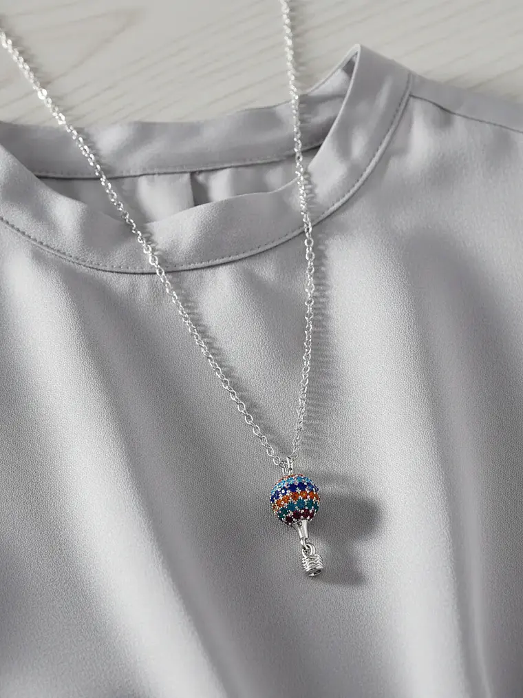 Collar Dije Globo Aerostático Cristales Multicolor 4