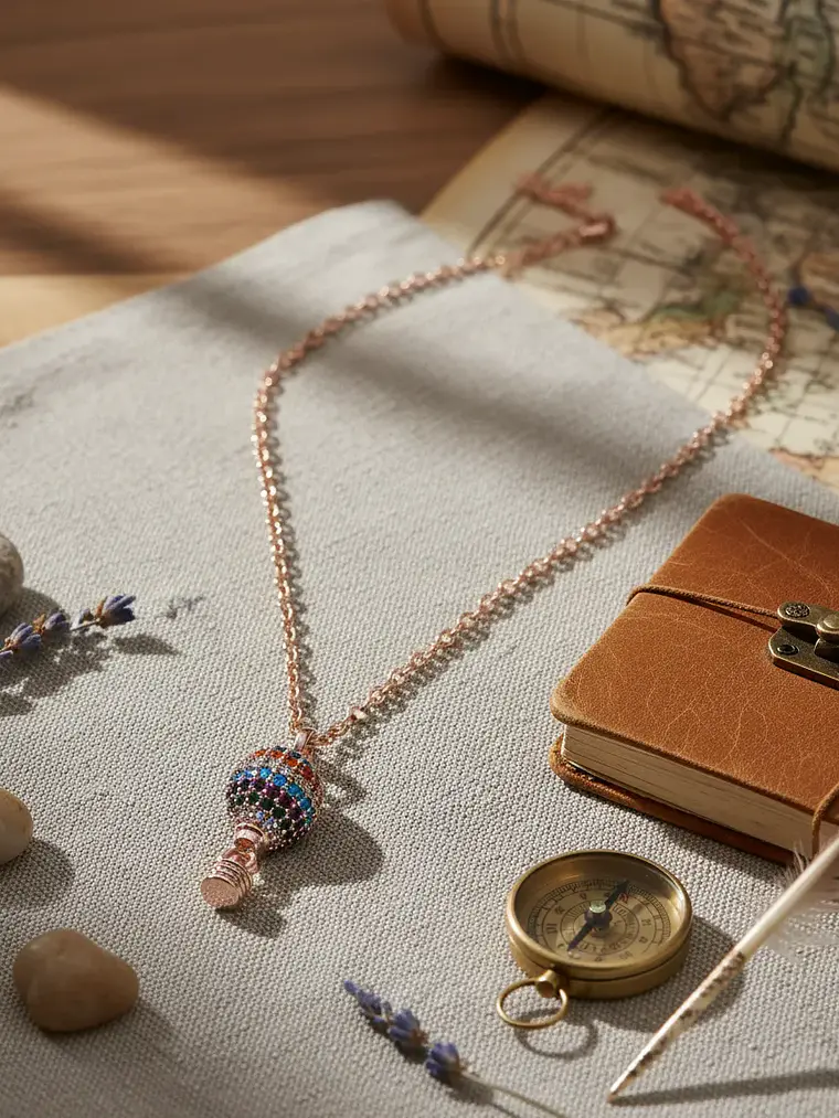 Collar Dije Globo Aerostático Cristales Multicolor 5