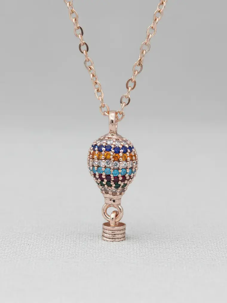 Collar Dije Globo Aerostático Cristales Multicolor 6