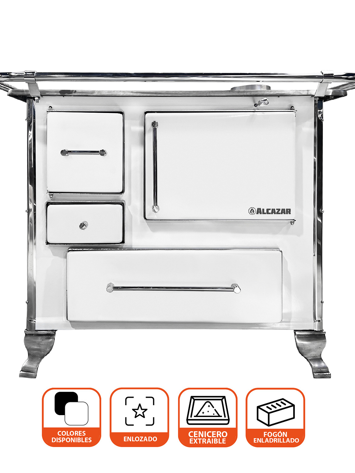 Cocina a Leña Llaima Mueble 90 Blanca 2