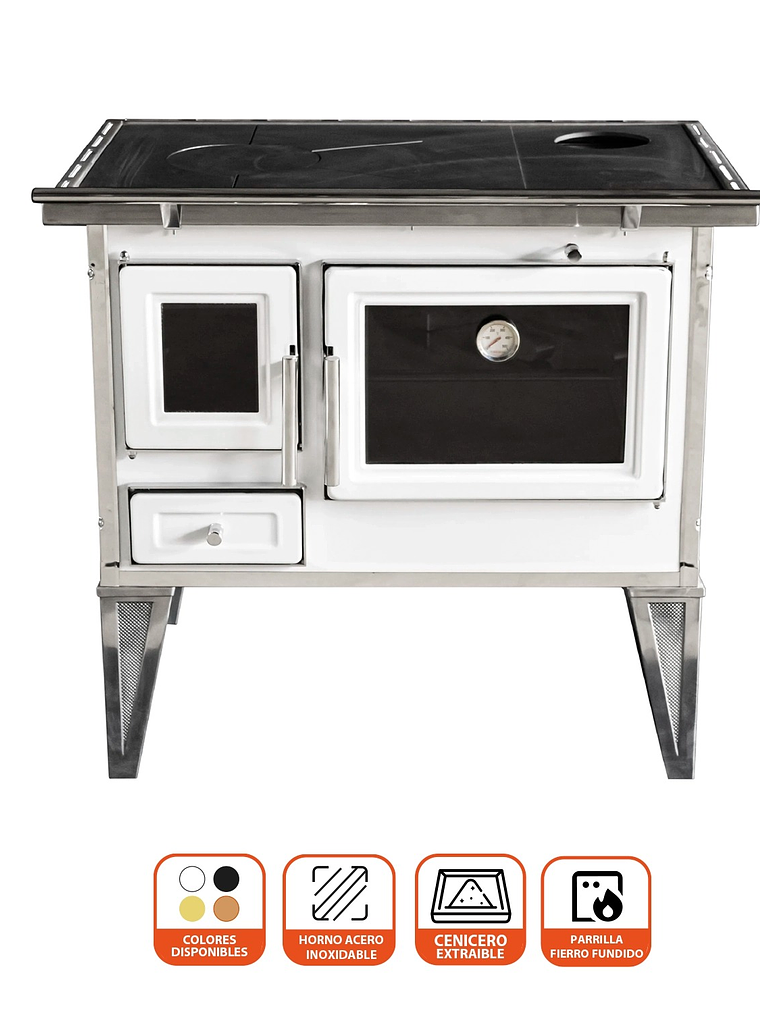 Cocina a Leña Calbuco L90 Blanca 2