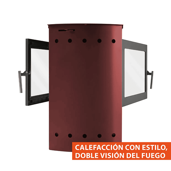 Estufa a Leña Tirolesa Doble Cara Burdeo 9