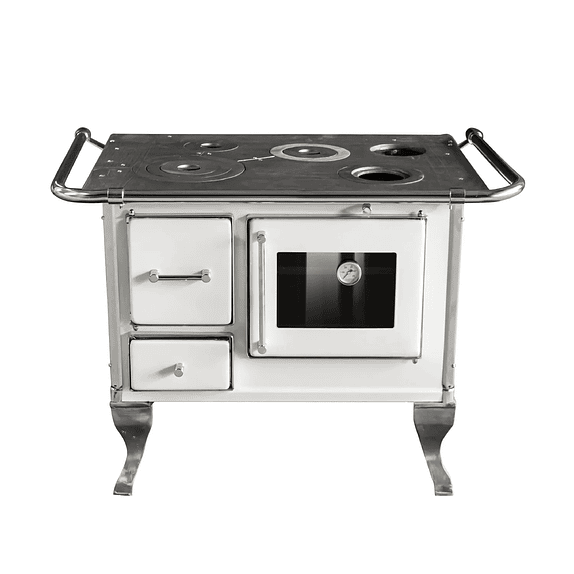 Cocina a Leña Villarica 80 Blanca con Kit 5