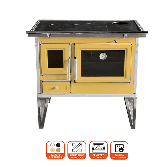 Cocina a Leña Calbuco L80 Amarilla con Kit 5