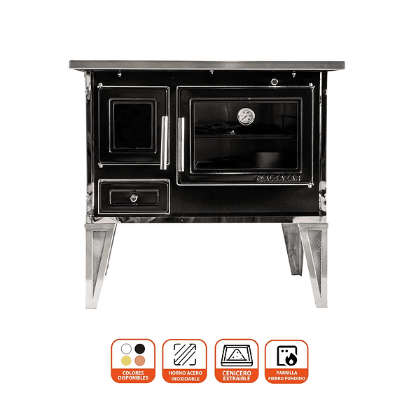 Cocina a Leña Calbuco L80 Negra con Kit 5