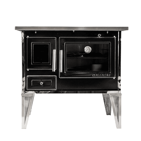 Cocina a Leña Calbuco L90 Negra con Kit 6