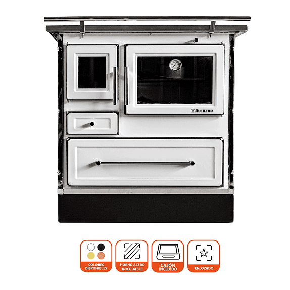 Cocina a Leña Calbuco MZ80 Blanca con Kit 5