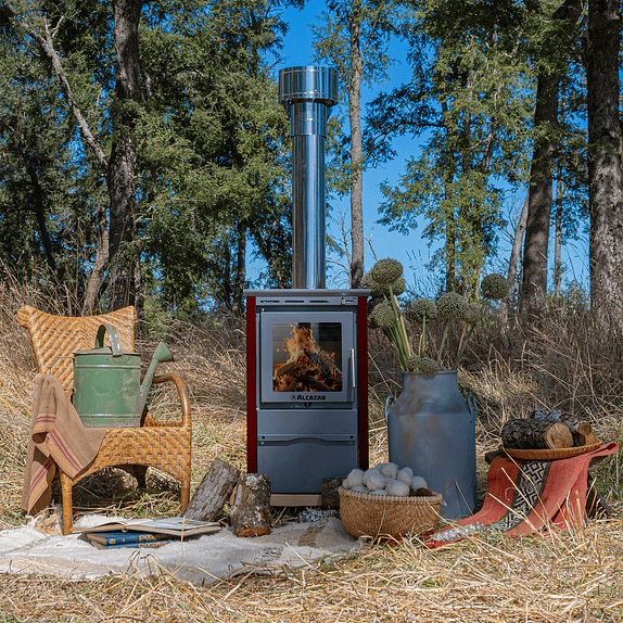 Estufa a Leña Patagonia 480 Burdeo con Kit 6