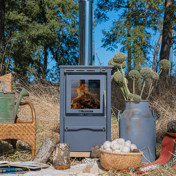 Estufa a Leña Patagonia 480 Gris con Kit 6