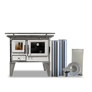 Cocina a Leña Calbuco L80 Blanca con Kit 5