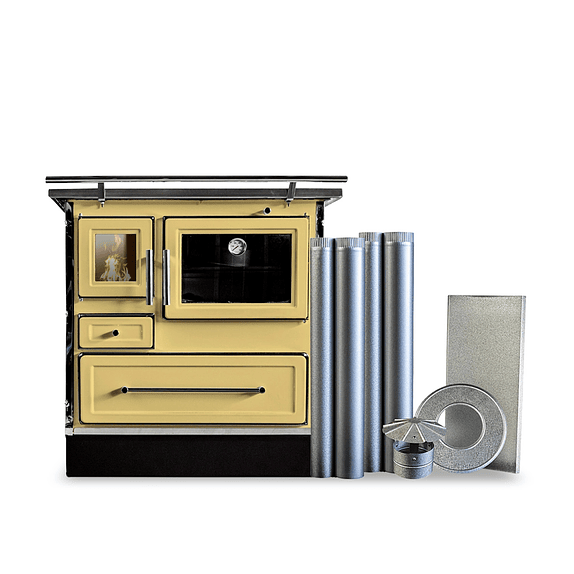 Cocina a Leña Calbuco MZ90 Amarilla con Kit 6