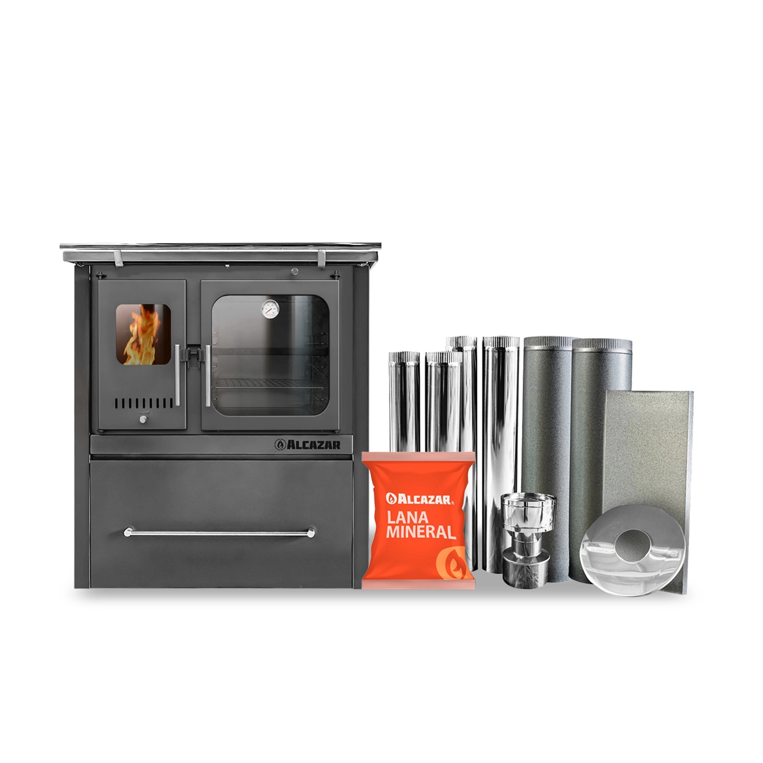 Combo Cocina Alcázar M90 Con Kit Acero 6" Gris