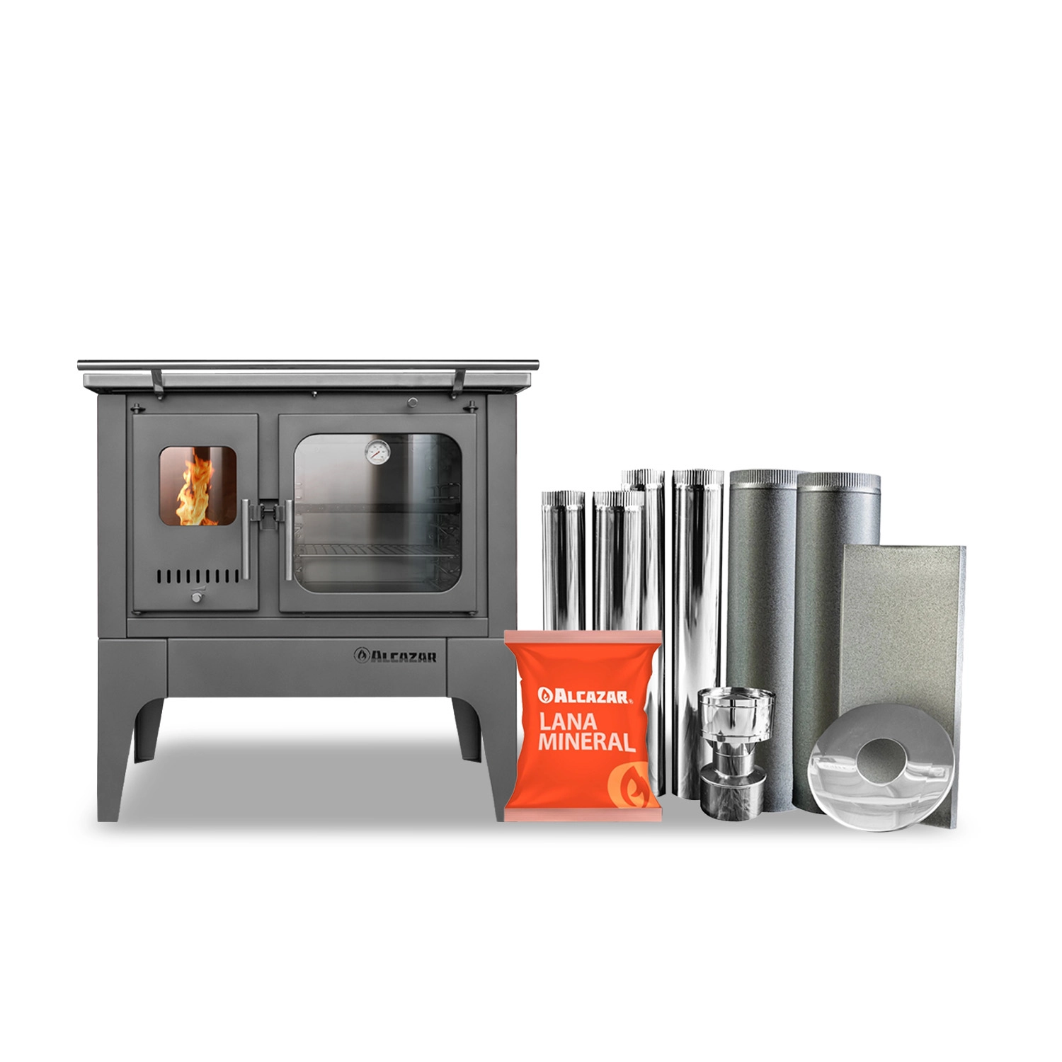 Combo Cocina Alcázar S900 Con Kit Acero 6" Gris