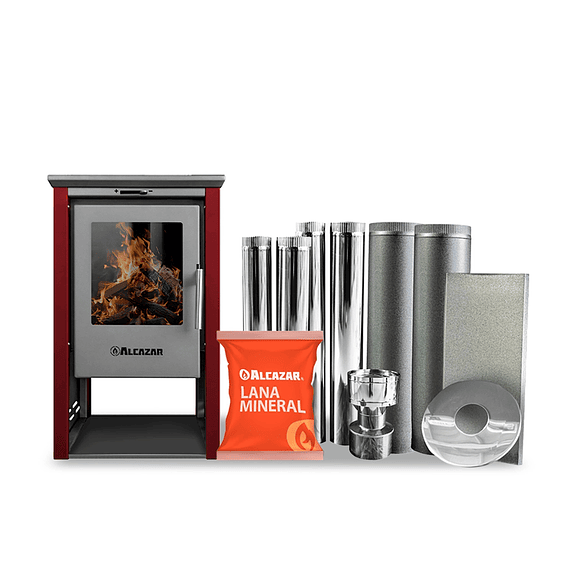 Estufa a Leña Patagonia 380 Burdeo con Kit 6