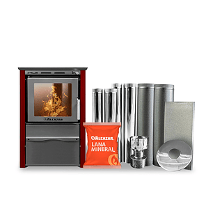 Estufa a Leña Patagonia 480 Burdeo con Kit 6