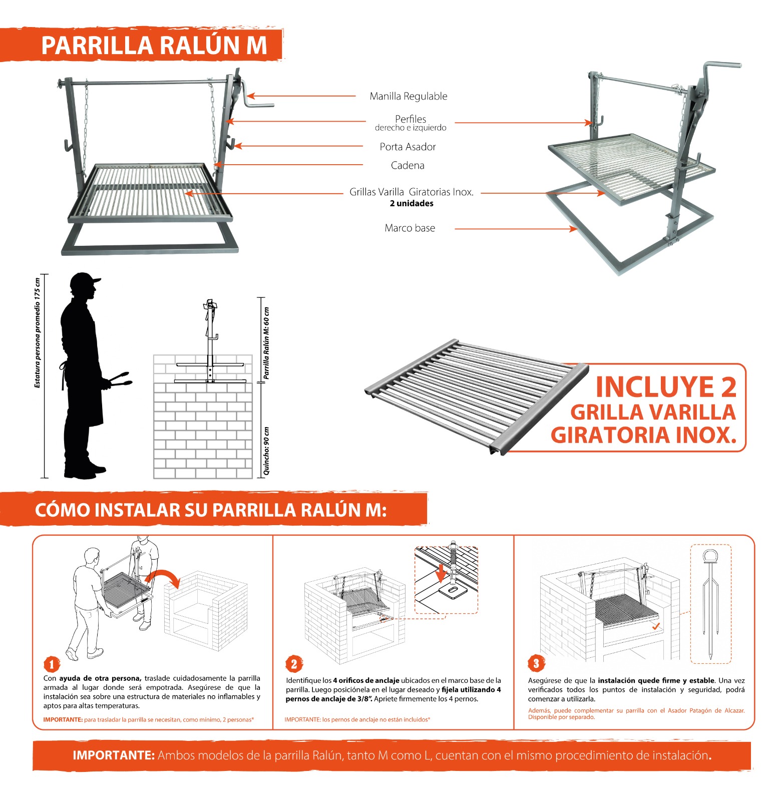Medidas y dimensiones de la Parrilla Ralún L