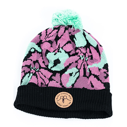 Beanie Pompon Snow Floral