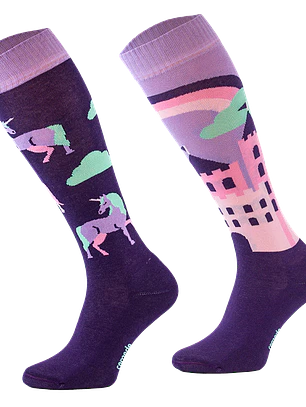 Calcetines de equitación unicornio morado