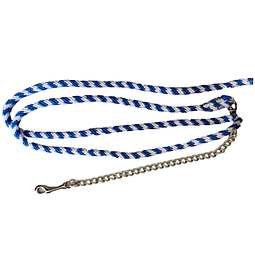 Cabestro (tirador) azul/ blanco, largo: 240cm, con cadena