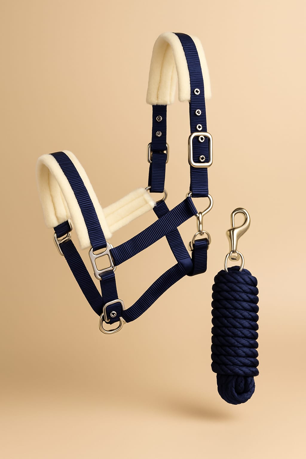 Jáquima Azul con Piel Sintética + Cabestro Trenzado 1