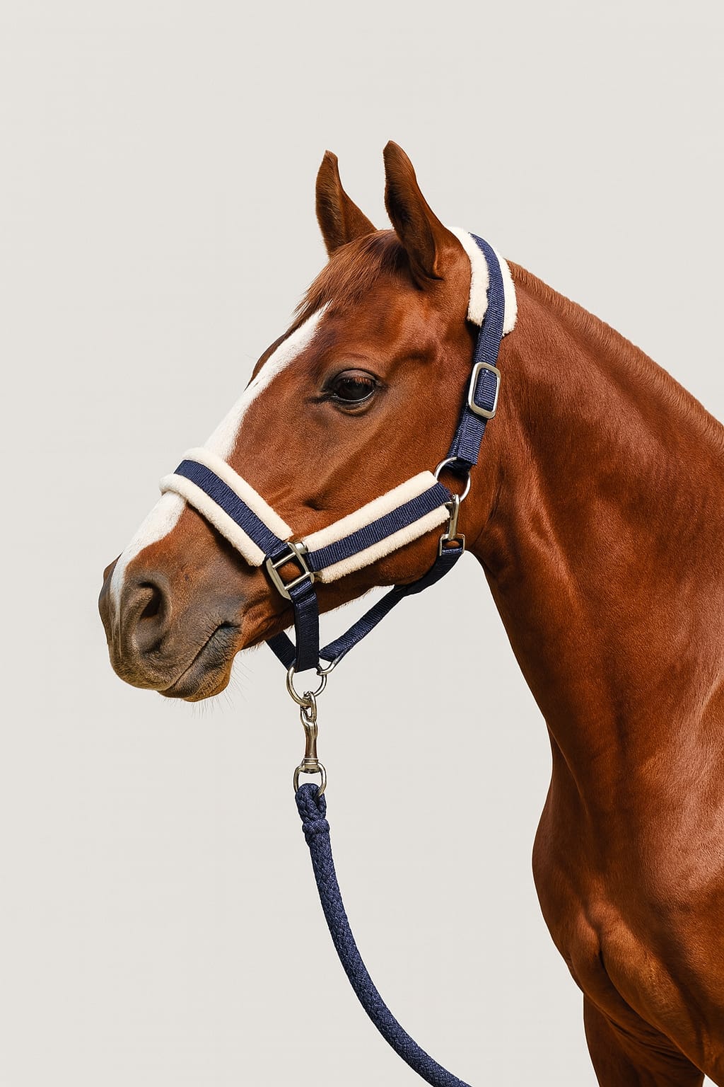 Jáquima Azul con Piel Sintética + Cabestro Trenzado 1