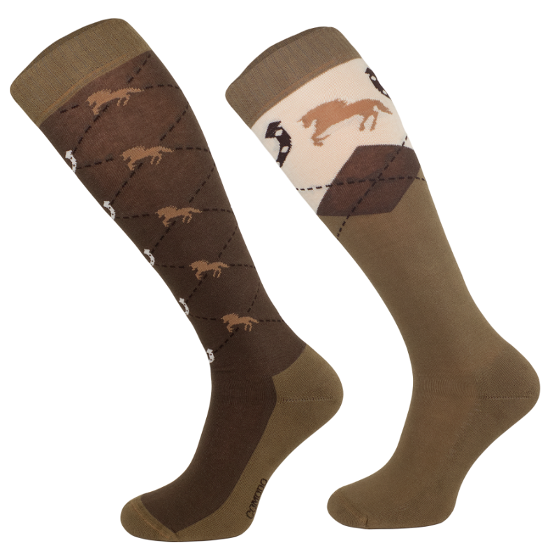 Calcetines de equitación Caro beige/herradura 1