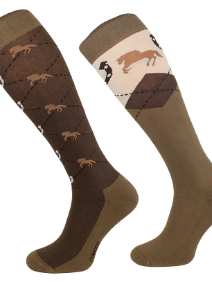 Calcetines de equitación Caro beige/herradura