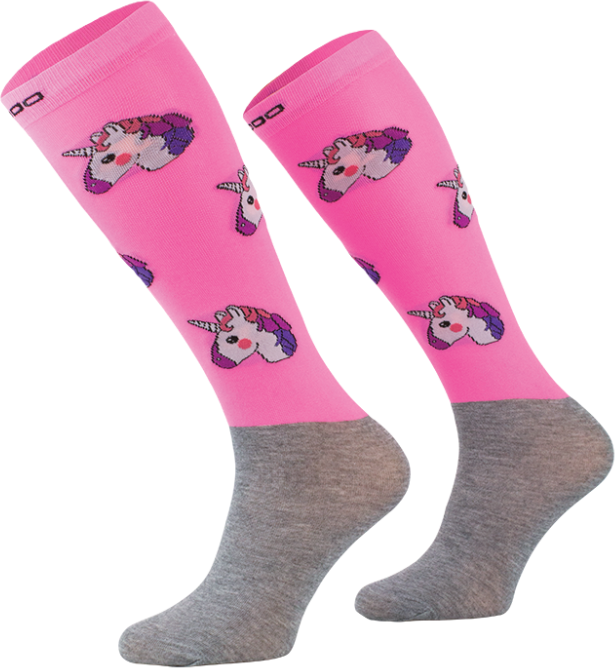 Calcetines de equitación de Microfibra – Diseño Ecuestre Rosa Neón 1
