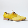 Zapato cuero amarillo, cordones y cuero 3D