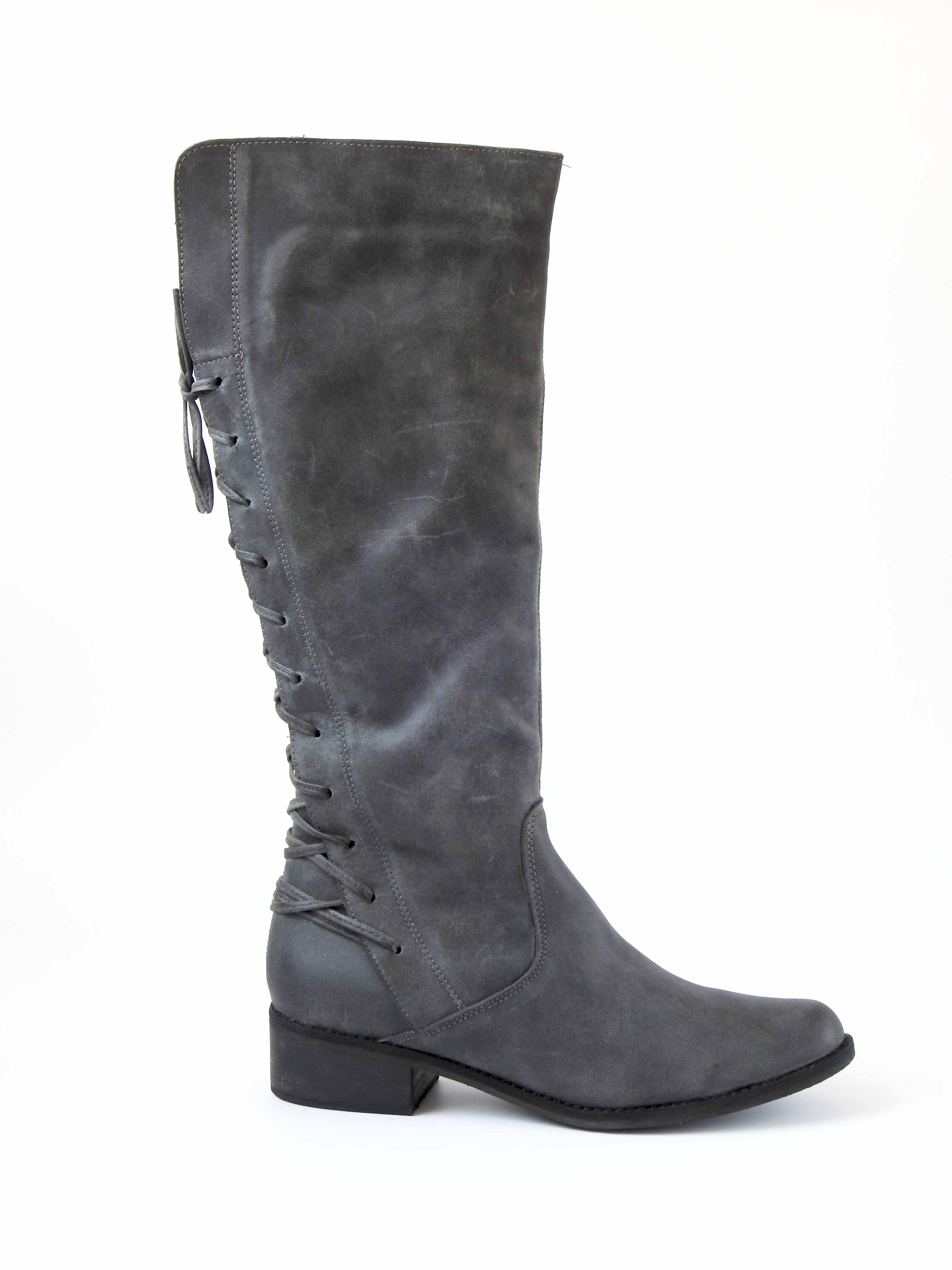Bota cuero gris amarras